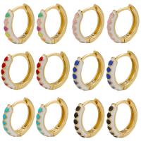 Brass Huggie Hoop Earring, gold color plated, for woman & enamel, more colors for choice, 14x13mm, 5Pairs/Lot, Sold By Lot