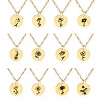 Stainless Steel Jewelry Necklace, with 1.97inch extender chain, gold color plated, fashion jewelry & with flower pattern & for woman, Length:15.75 Inch, Sold By PC