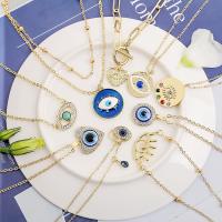 Evil Eye smykker halskæde, Zinc Alloy, mode smykker & forskellige stilarter for valg & for kvinde & med rhinestone, nikkel, bly & cadmium fri, Solgt af PC
