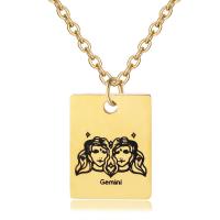 Stainless Steel Jewelry Necklace with 1.97inch extender chain gold color plated Zodiac & fashion jewelry & for woman Length 15.75 Inch Sold By PC