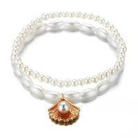 Fashion Jewelry Anklet, Tibetan Style, with Plastic Pearl, for woman, nickel, lead & cadmium free, Sold By PC