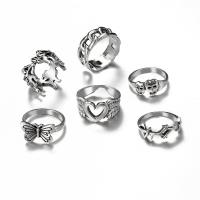 Cink Alloy Ring Set, Cink ötvözet, 6 darab & divat ékszerek & egynemű, nikkel, ólom és kadmium mentes, Által értékesített Set