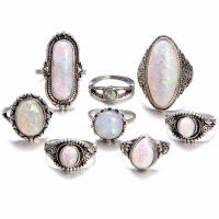Zestaw pierścieni stopowych cynku, Stop cynku, ze Opal, 8 sztuk & biżuteria moda & dla kobiety, bez zawartości niklu, ołowiu i kadmu, sprzedane przez Ustaw