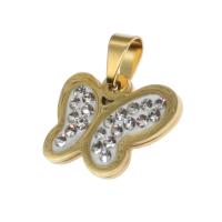 Stainless Steel Pendants Butterfly with rhinestone Sold By PC