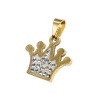 Stainless Steel Pendants Crown with rhinestone Sold By PC