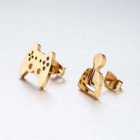 Stainless Steel Asymmetric Stud Earrings plated fashion jewelry & for woman Sold By Pair