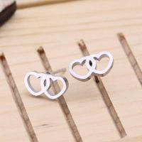 Stainless Steel Stud Earrings, Heart, plated, fashion jewelry & for woman, more colors for choice, Sold By Pair