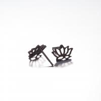 Stainless Steel Stud Earrings Lotus plated fashion jewelry & for woman Sold By Pair