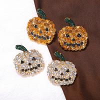 Zinc Alloy Stud Earring Pumpkin plated fashion jewelry & for woman & with rhinestone Sold By Pair
