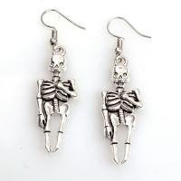 Zinc Alloy Drop Earrings Skull plated fashion jewelry & for woman Sold By Pair
