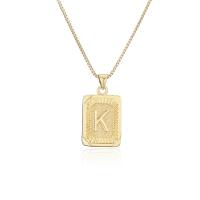 Ожерелья из латуни, Латунь, Прямоугольная форма, плакирован золотом, Мужская & с письмо узором, 15x20mm, длина:Приблизительно 17.72 дюймовый, продается PC