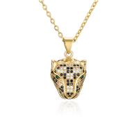 Cubic Zircon Micro Pave Brass Necklace Leopard gold color plated Unisex & micro pave cubic zirconia Length Approx 17.72 Inch Sold By PC