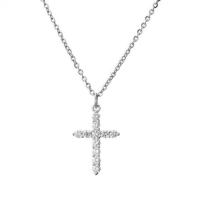 Cubic Zircon Micro Pave Brass Necklace Cross plated Unisex & micro pave cubic zirconia Length Approx 17.72 Inch Sold By PC