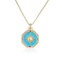 Cubic Zircon Micro Pave Brass Necklace Octagon gold color plated & micro pave cubic zirconia & for woman & enamel Length Approx 17.72 Inch Sold By PC