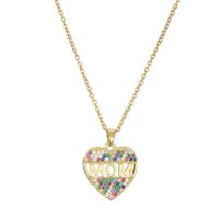 Cubic Zircon Micro Pave Brass Necklace Heart plated micro pave cubic zirconia & for woman & hollow Length Approx 17.72 Inch Sold By PC
