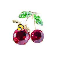 Cubic Zirconia Brooch Brass Cherry fashion jewelry & micro pave cubic zirconia & for woman nickel lead & cadmium free Sold By PC