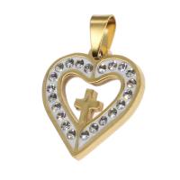 Stainless Steel Heart Pendants with rhinestone Sold By PC