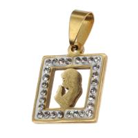 Stainless Steel Pendants Square with rhinestone Sold By PC