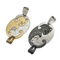 Stainless Steel Couple Pendants, Cat, more colors for choice, 30x27x1mm, Sold By PC