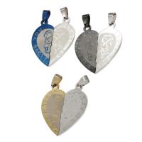 Stainless Steel Couple Pendants, more colors for choice, 40x38x1mm, Sold By PC