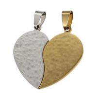 Stainless Steel Couple Pendants, Heart, more colors for choice, 35x37x1mm, Sold By PC