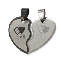 Stainless Steel Couple Pendants Heart mixed colors Sold By PC