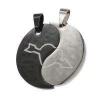 Stainless Steel Couple Pendants, Round, mixed colors, 24x28x1mm, Sold By PC