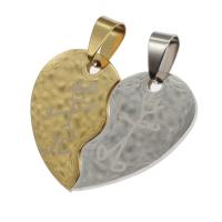 Stainless Steel Couple Pendants, Heart, mixed colors, 28x35x1mm, Sold By PC