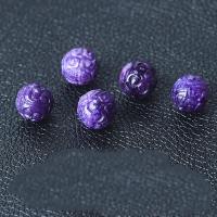 Gemstone Jewelry Beads Charoite Round Carved Natural purple Sold By PC
