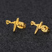 Stainless Steel Stud Earrings Electrocardiographic plated fashion jewelry & for woman Sold By Pair