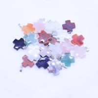 Gemstone Pendants Jewelry, Natural Stone, Cross, Natural & fashion jewelry, mixed colors, 20x20mm, 10PCs/Lot, Sold By Lot