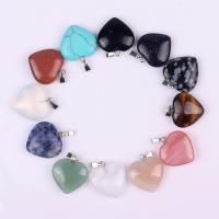Gemstone Pendants Jewelry, Natural Stone, Heart, Natural & fashion jewelry, mixed colors, 20x20mm, 10PCs/Lot, Sold By Lot