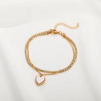 Bracelet en alliage de zinc, coeur, bijoux de mode & pour femme & avec strass, Or, Vendu par PC
