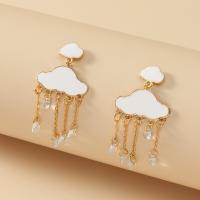 Fashion Fringe Earrings Zinc Alloy Cloud fashion jewelry & for woman & with rhinestone gold Sold By Pair