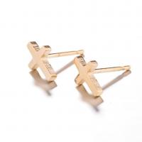 Stainless Steel Stud Earrings Cross plated fashion jewelry & for woman Sold By Bag