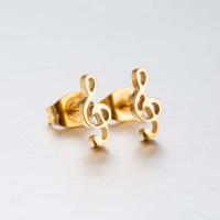 Stainless Steel Stud Earrings Music Note plated fashion jewelry & for woman Sold By Pair