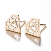 Stainless Steel Stud Earrings Diamond Shape plated fashion jewelry & for woman Sold By Pair