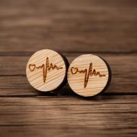 Wood Earring with Stainless Steel plated Electrocardiographic Pattern & fashion jewelry & for woman original color Sold By Pair
