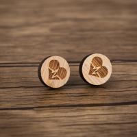 Wood Earring, with Stainless Steel, plated, fashion jewelry & with heart pattern & for woman, original color, Sold By Pair