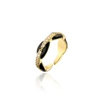 cobre Cuff Ring Finger, 18K banhado a ouro, Ajustável & micro pavimento em zircônia cúbica & para mulher & esmalte, Mais cores pare escolha, 18mm, vendido por PC