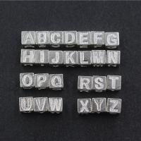 925 Sterling Silver Beads Cube with letter pattern silver color Sold By PC