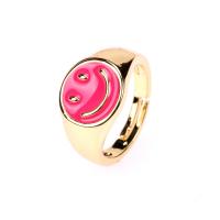 Brass Finger Ring Smiling Face plated fashion jewelry & for woman & enamel nickel lead & cadmium free 12mm Sold By PC