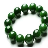 Jasper Stone Bracelet, Round, polished, Unisex, green, Length:15.7 Inch, Sold By PC