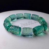 Natural Fluorite Beads, Column, Carved, DIY, green, Sold By G