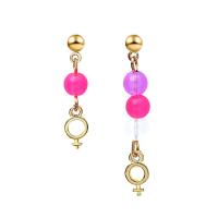 Asymmetric Earrings, Tibetan Style, fashion jewelry & for woman, pink, Sold By Pair