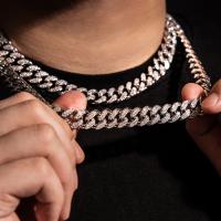 Zinc Alloy Chain Necklace plated Unisex & curb chain & with rhinestone nickel lead & cadmium free Sold By PC