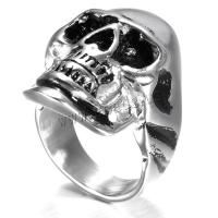 Stainless Steel Finger Ring, with Velveteen, Skull, different packing style for choice & Unisex & blacken, 30mm, US Ring Size:9, Sold By PC