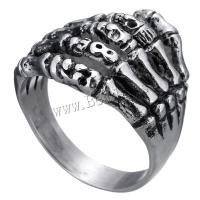 Палец кольцо из нержавеющей стали, нержавеющая сталь, с Бархат, отличается упаковка стиль для выбора & Мужская & чернеют, 20mm, размер:10, продается PC