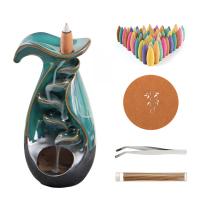Backflow Incense Burner, Porcelain, plated, for home and office & durable, more colors for choice, 85x75x160mm, Sold By PC