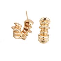 Brass Stud Earring, 14K gold plated, for woman, 21x16mm, Sold By Pair